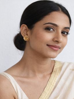 JEWELZ - Gold Plated Knot Stud Earrings For Women