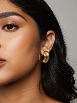 JEWELZ - Gold Plated Wide Hoop Earrings For Women