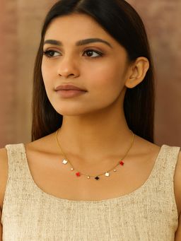 JEWELZ - Gold Plated Multicolor Charm Necklace For Women