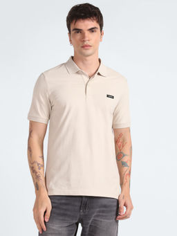 Calvin Klein - Men Beige Color Polo T-Shirt