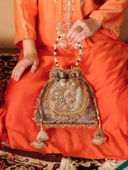 Adwita - Kundan Gota Potli Bag Antique Gold