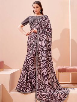 Odette - Digital Abstracted Printed Saree with Unstitched Blouse