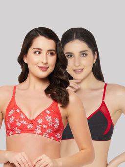 Clovia - Cotton Non-padded Non-wired Full Cup Printed Bra (pack Of 2)