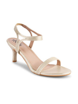SHUZ TOUCH - Shimmery Golden Kitten Heels Sandals