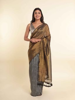 Suta - Gold Solid Cotton Blend Saree