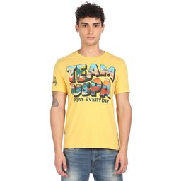 U.S. POLO ASSN. - Men Yellow Crew Neck Brand Print T-shirt