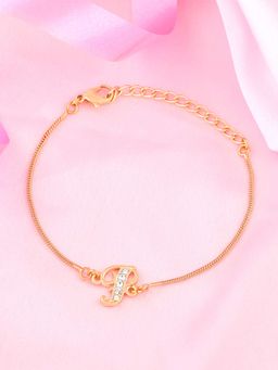 Estele - Gold Plated P Letter Bracelet with Crystals for Men and Women