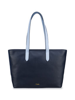 Gioia - Renata Large Top Zip Black Blue Leather Tote