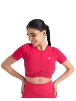 Hunnit - Zen Front-Wrap Workout Crop T-Shirt - Pink