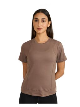 Hunnit - Zen Round Neck Training T-Shirt for Women - Brown