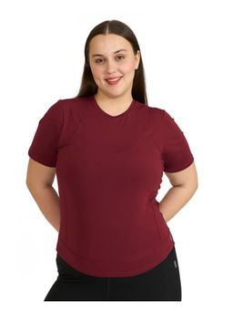 Hunnit - Zen Round Neck Training T-Shirt for Women - Maroon