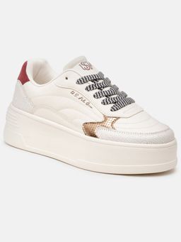 U.S. POLO ASSN. - Women Off White Kairis Round Toe Casual Sneakers