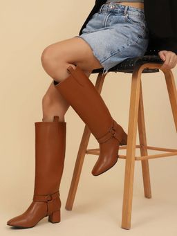 Yoho - Women Brown Glitch Z Boots with Detachable Sleeves