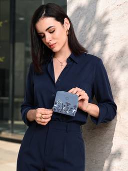 Caprese - Women Blue Floral Synthetic Leather Wallet