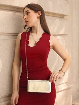 Caprese - Women Gold Textured Synthetic Leather Wallet with Detachable