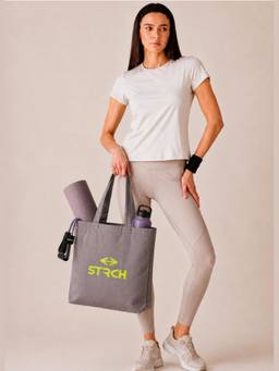 STRCH - Unisex Grey Solid/Plain Cotton Tote Bag