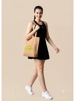 STRCH - Unisex Khaki Solid/Plain Cotton Tote Bag