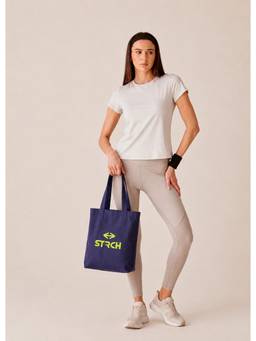 STRCH - Unisex Navy Blue Solid/Plain Cotton Tote Bag