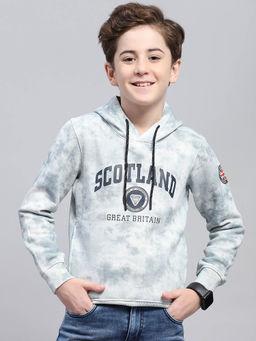 Monte Carlo - Boy's Tie-Dye Blue Hooded Neck Full Sleeve Sweatshirt