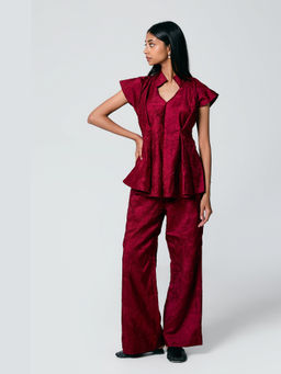 The Burnt Toast - Women Maroon Crush Top with Pant