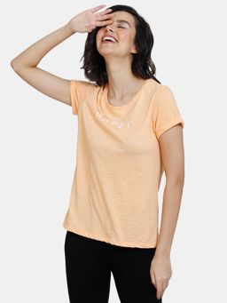Zivame - Lounge Knit Poly Top - Salmon - Orange