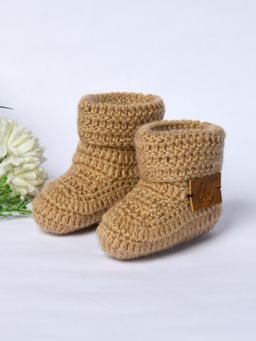 FUNKRAFTS - Beige Woven Regular Fit Pair of Booties (0-6 Months)