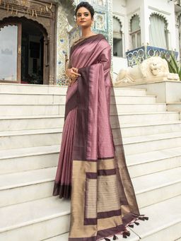 Odette - Wine Festive Art Silk Saree with Unstitched Blouse