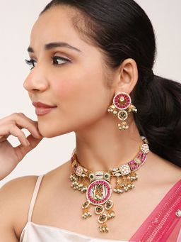 Khushi Jewels - Kundan Set with Red-Green Stone