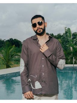 RE-FYND - Brown Serene Swans Men's Shirt