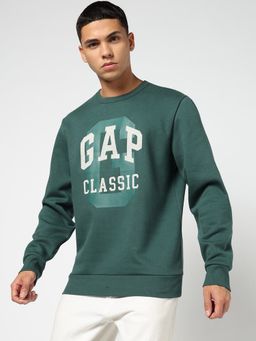 GAP - Men's Green Statement-Print Sweatshirt