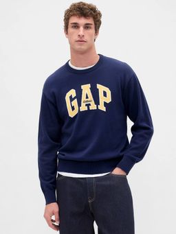 GAP - Men's Navy Blue Logo Drop-Shoulder Sweatshirt