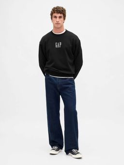 GAP - Men's Black Relaxed Logo Drop-Shoulder Sweatshirt