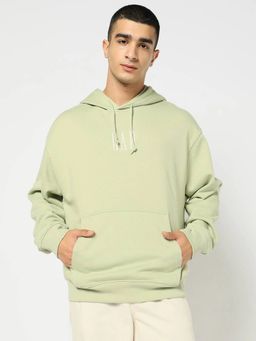 GAP - Men's Green Logo Drop-Shoulder Hooded Neck Hoodie