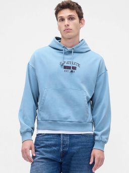 GAP - Men's Blue Logo Drop-Shoulder Relaxed Fit Hoodies