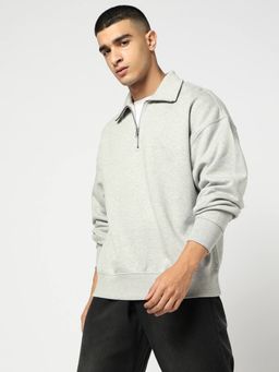 GAP - Men's Grey Drop-Shoulder Half-Zip Oversized Sweatshirt