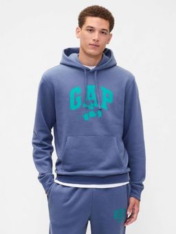 GAP - Men's Blue Logo Relaxed Fit Hooded Neck Hoodie