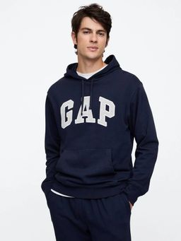 GAP - Men's Navy Blue Applique Logo Relaxed Fit Hoodie