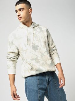 GAP - Men's Off White Graphic Relaxed Hooded Neck Hoodie