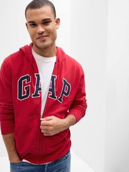 GAP - Men's Red Logo Zip-Front Hoodie