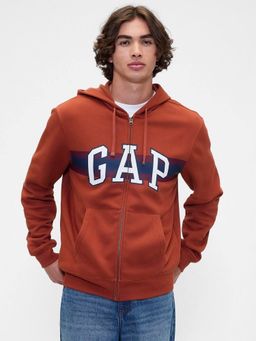 GAP - Men's Rust Graphic Relaxed Fit Zip-Front Hoodie