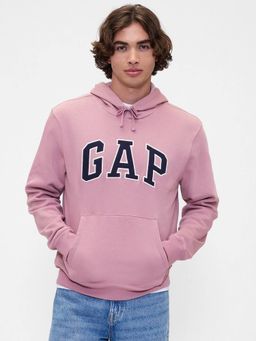 GAP - Men's Mauve Logo Relaxed Fit Hooded Neck Hoodie