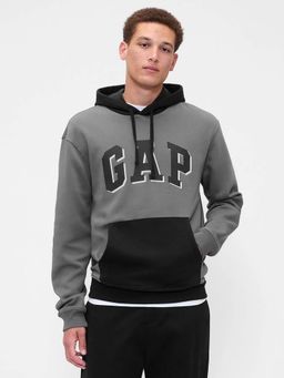 GAP - Men's Grey Colour-Block Relaxed Fit Hoodies
