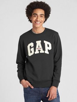 GAP - Men's Black Applique Logo Crew Sweatshirt