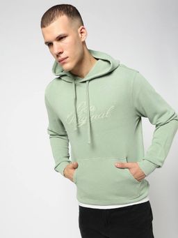 GAP - Men's Green Embroidered Logo Hooded Neck Hoodie