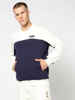 GAP - Men's Navy Blue Colour-Block Sweatshirt