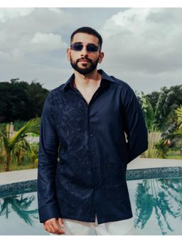 RE-FYND - Ink Weave Navy Embroidered Shirt