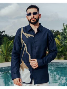 RE-FYND - Linen Bold Designer Navy Shirt