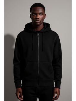 Parcel Yard - Men's Black Hooded Zipper Hoodie