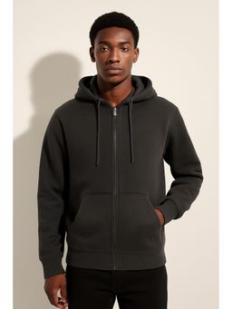 Parcel Yard - Men's Grey Hooded Zipper Hoodie