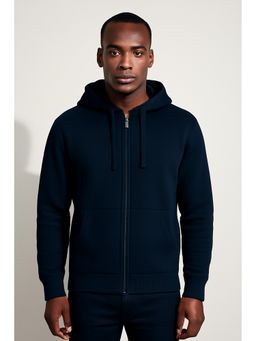 Parcel Yard - Men's Navy Blue Hooded Zipper Hoodie